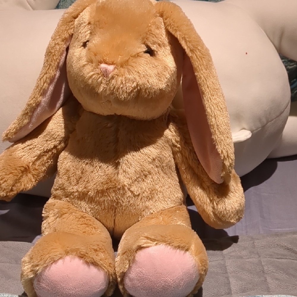 Plush Tan Bunny with Pink Accents